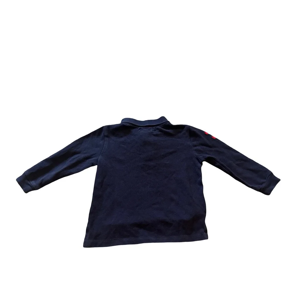 Ralph Lauren Kids Navy Blue Long Sleeve Polo Shirt Red Pony Logo 24M